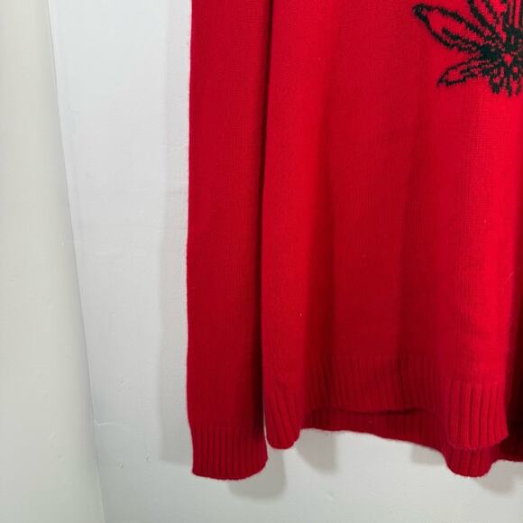 Adaption Legalized Cannabis 100% Cashmere Red Black Crewneck Sweater Medium - Picture 3 of 11